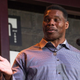 Heisman Trophy winner and Republican candidate for US Senate Herschel Walker speaks at a May 23, 2022, rally in Athens, Georgia.